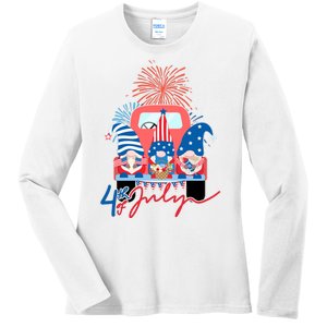 4th Of July Gnome Celebration Ladies Long Sleeve Shirt