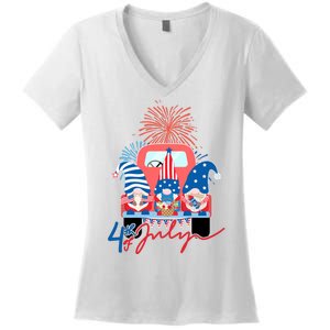 4th Of July Gnome Celebration Women's V-Neck T-Shirt