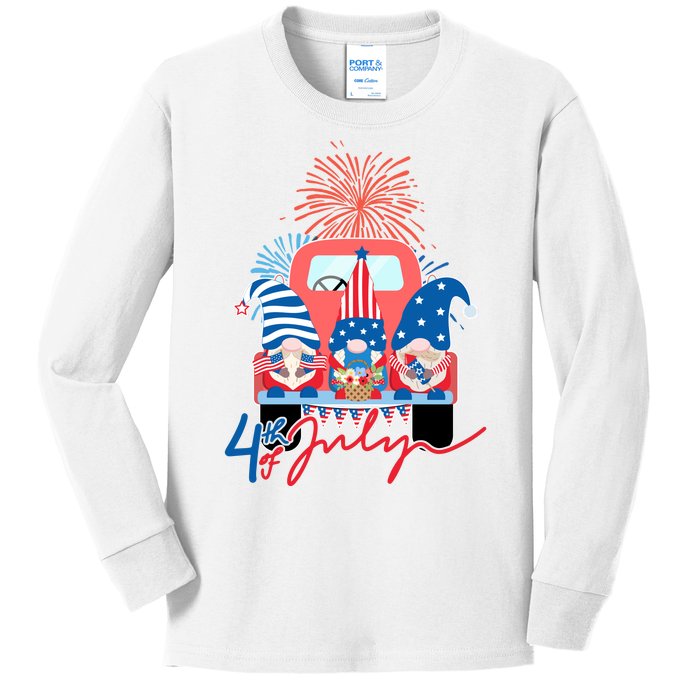 4th Of July Gnome Celebration Kids Long Sleeve Shirt