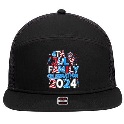 4th Of July Family Celebration 2024 Family Matching Squad 7 Panel Mesh Trucker Snapback Hat