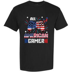 4th Of July All American Gamer Flag Garment-Dyed Heavyweight T-Shirt