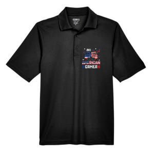 4th Of July All American Gamer Flag Men's Origin Performance Pique Polo