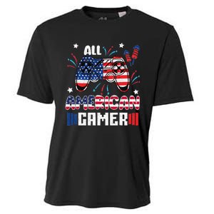 4th Of July All American Gamer Flag Cooling Performance Crew T-Shirt