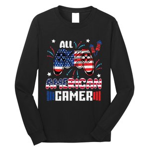 4th Of July All American Gamer Flag Long Sleeve Shirt