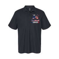 4th Of July All American Gamer Flag Softstyle Adult Sport Polo