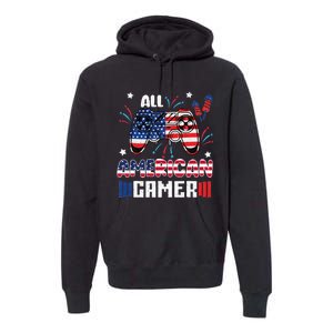 4th Of July All American Gamer Flag Premium Hoodie