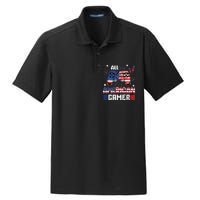 4th Of July All American Gamer Flag Dry Zone Grid Polo