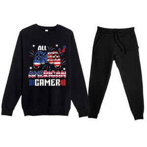 4th Of July All American Gamer Flag Premium Crewneck Sweatsuit Set