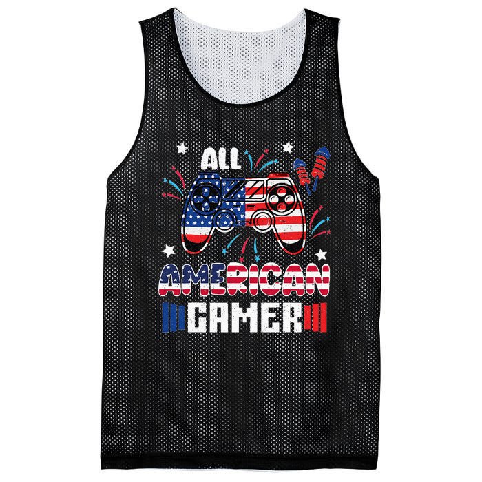 4th Of July All American Gamer Flag Mesh Reversible Basketball Jersey Tank