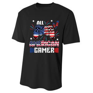 4th Of July All American Gamer Flag Performance Sprint T-Shirt