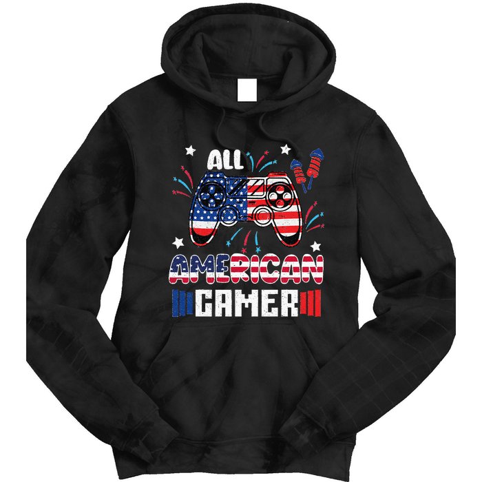 4th Of July All American Gamer Flag Tie Dye Hoodie