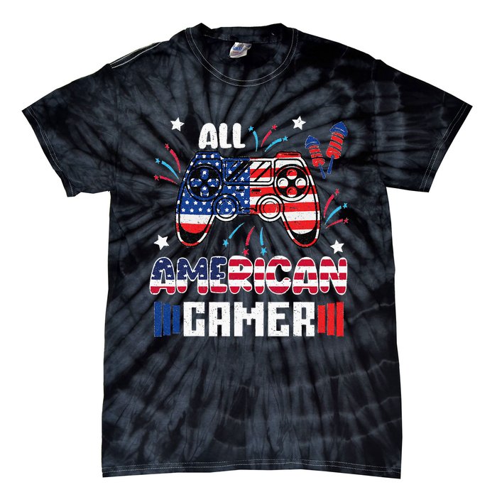 4th Of July All American Gamer Flag Tie-Dye T-Shirt