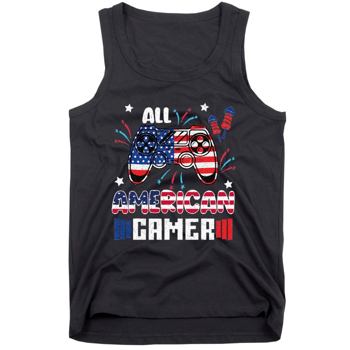 4th Of July All American Gamer Flag Tank Top