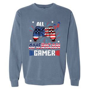 4th Of July All American Gamer Flag Garment-Dyed Sweatshirt