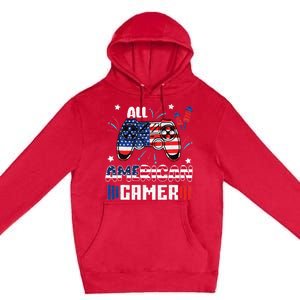 4th Of July All American Gamer Flag Premium Pullover Hoodie