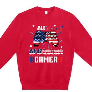 4th Of July All American Gamer Flag Premium Crewneck Sweatshirt