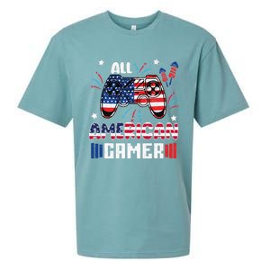 4th Of July All American Gamer Flag Sueded Cloud Jersey T-Shirt