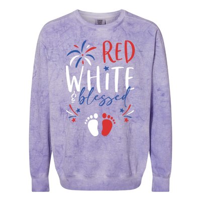 4th Of July Pregnancy Dress Cute Patriotic Reveal Gift Colorblast Crewneck Sweatshirt