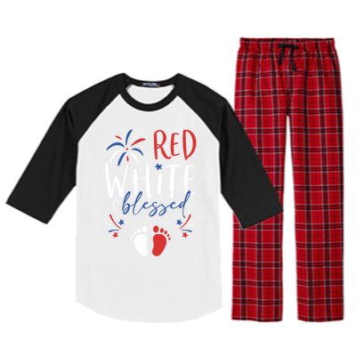 4th Of July Pregnancy Dress Cute Patriotic Reveal Gift Raglan Sleeve Pajama Set