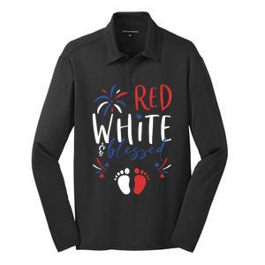 4th Of July Pregnancy Dress Cute Patriotic Reveal Gift Silk Touch Performance Long Sleeve Polo