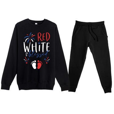 4th Of July Pregnancy Dress Cute Patriotic Reveal Gift Premium Crewneck Sweatsuit Set