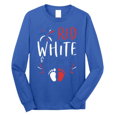 4th Of July Pregnancy Dress Cute Patriotic Reveal Gift Long Sleeve Shirt