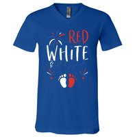 4th Of July Pregnancy Dress Cute Patriotic Reveal Gift V-Neck T-Shirt