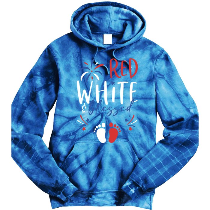 4th Of July Pregnancy Dress Cute Patriotic Reveal Gift Tie Dye Hoodie