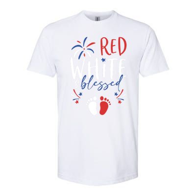 4th Of July Pregnancy Dress Cute Patriotic Reveal Gift Softstyle CVC T-Shirt