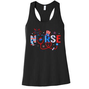 4th Of July Nursing For Women Stethoscope Nurse Graduation Women's Racerback Tank