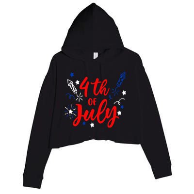 4th Of July Independence Day Celebration Crop Fleece Hoodie