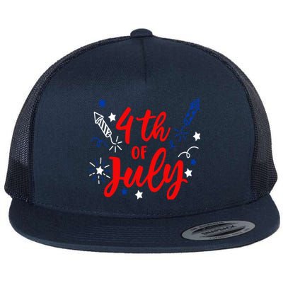 4th Of July Independence Day Celebration Flat Bill Trucker Hat