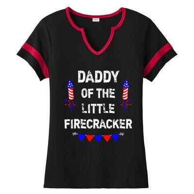 4th of July Birthday - Dad Daddy Of The Little Firecracker Ladies Halftime Notch Neck Tee