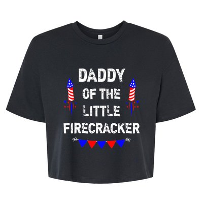 4th of July Birthday - Dad Daddy Of The Little Firecracker Bella+Canvas Jersey Crop Tee