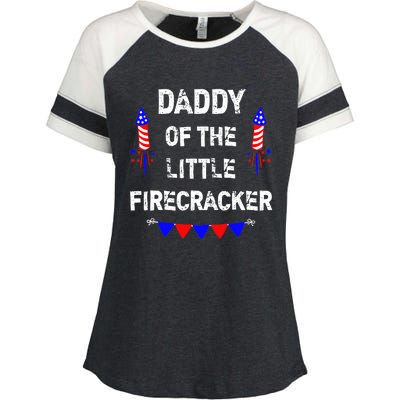 4th of July Birthday - Dad Daddy Of The Little Firecracker Enza Ladies Jersey Colorblock Tee