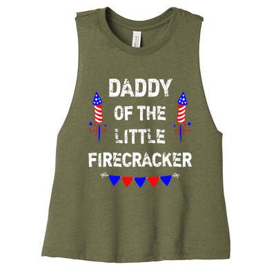 4th of July Birthday - Dad Daddy Of The Little Firecracker Women's Racerback Cropped Tank