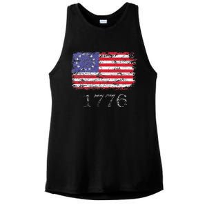 4th Of July American Flag Betsy Ross 1776 Ladies PosiCharge Tri-Blend Wicking Tank