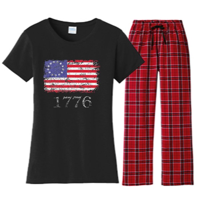 4th Of July American Flag Betsy Ross 1776 Women's Flannel Pajama Set