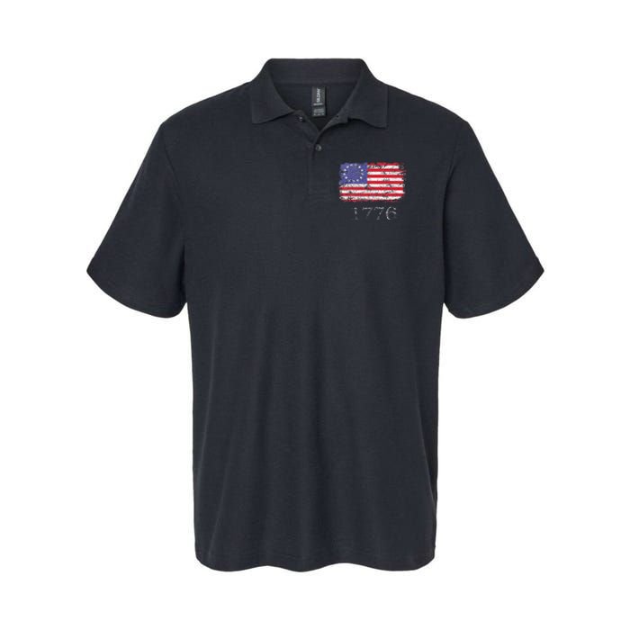 4th Of July American Flag Betsy Ross 1776 Softstyle Adult Sport Polo