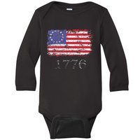 4th Of July American Flag Betsy Ross 1776 Baby Long Sleeve Bodysuit