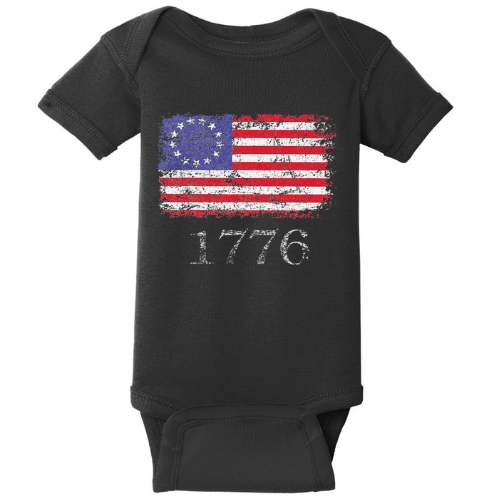 4th Of July American Flag Betsy Ross 1776 Baby Bodysuit