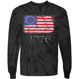 4th Of July American Flag Betsy Ross 1776 Tie-Dye Long Sleeve Shirt