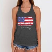 4th Of July American Flag Betsy Ross 1776 Women's Knotted Racerback Tank