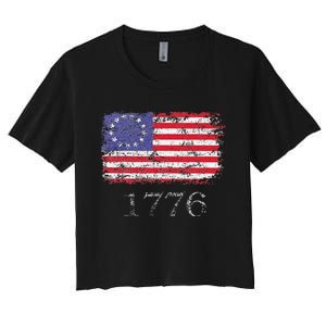 4th Of July American Flag Betsy Ross 1776 Women's Crop Top Tee