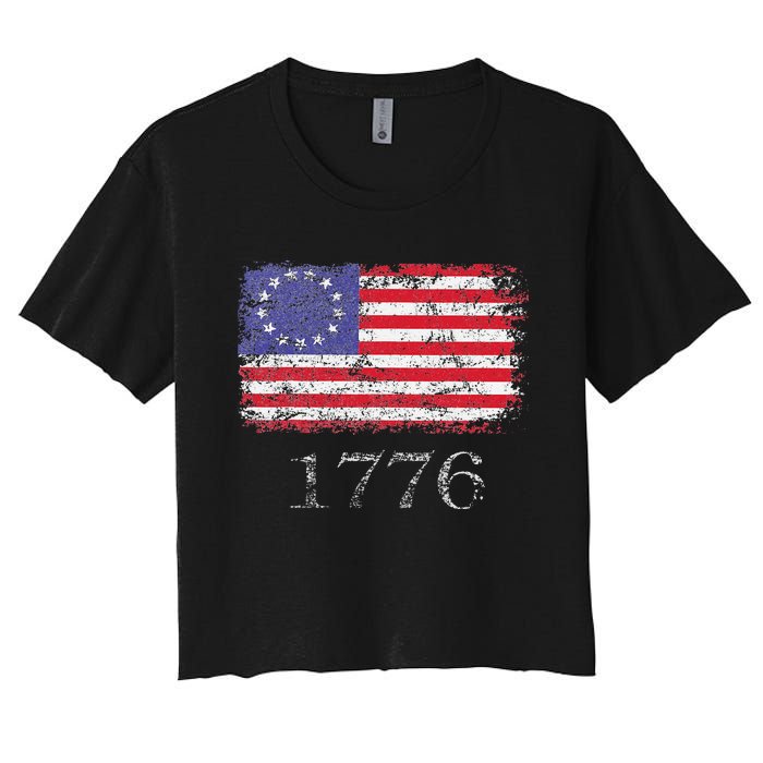 4th Of July American Flag Betsy Ross 1776 Women's Crop Top Tee