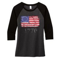 4th Of July American Flag Betsy Ross 1776 Women's Tri-Blend 3/4-Sleeve Raglan Shirt