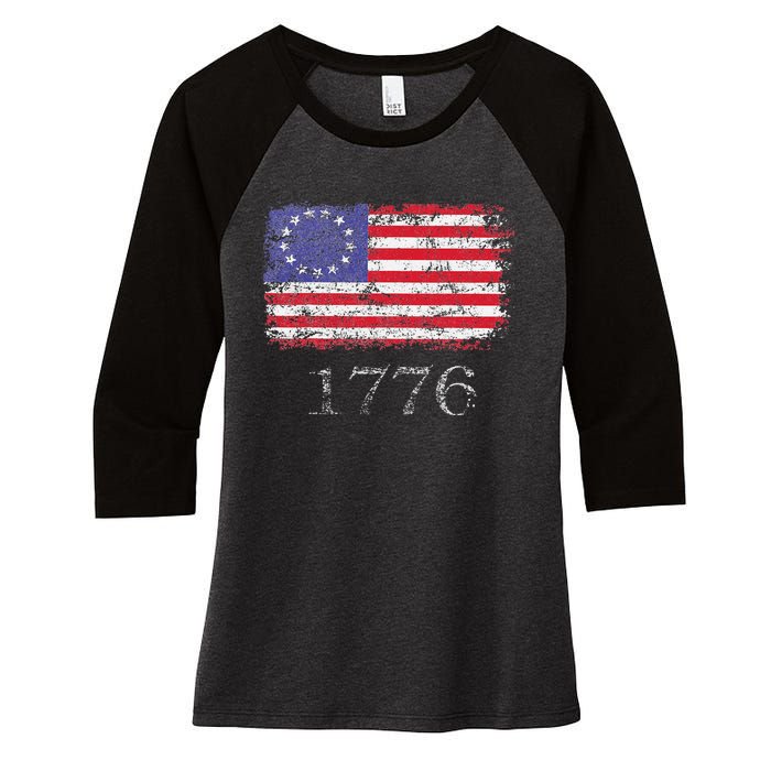 4th Of July American Flag Betsy Ross 1776 Women's Tri-Blend 3/4-Sleeve Raglan Shirt