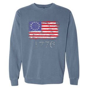 4th Of July American Flag Betsy Ross 1776 Garment-Dyed Sweatshirt