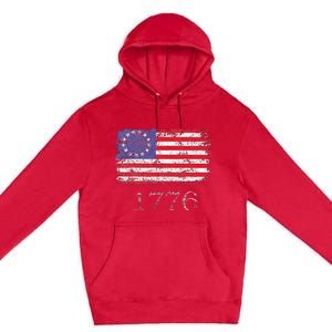 4th Of July American Flag Betsy Ross 1776 Premium Pullover Hoodie