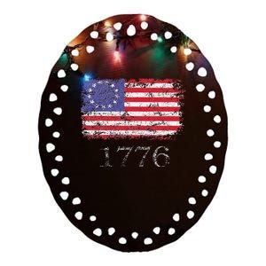 4th Of July American Flag Betsy Ross 1776 Ceramic Oval Ornament